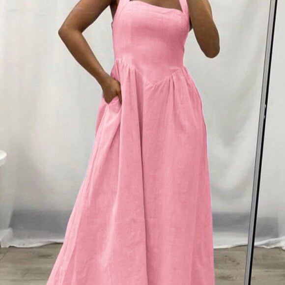 Pink Casual Women's Vacation Elegant Long Dress - Picture 2 of 10